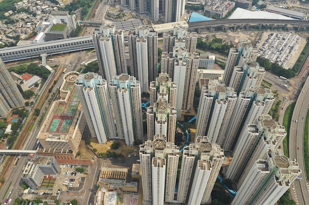 Vista superior del rascacielos de Hong Kong