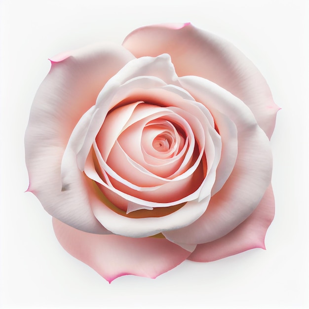 Vista superior de una rosa rosa sobre un fondo blanco perfecta para representar el tema del Día de San Valentín