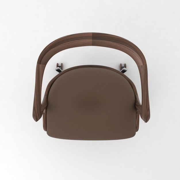 Vista superior de la silla de oficina, muebles de diseño moderno, silla aislada sobre fondo blanco
