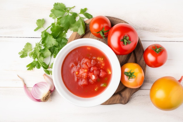 Vista superior de sopa de tomate Generar Ai