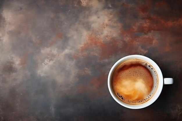 Vista superior de la taza de café con espacio para copiar