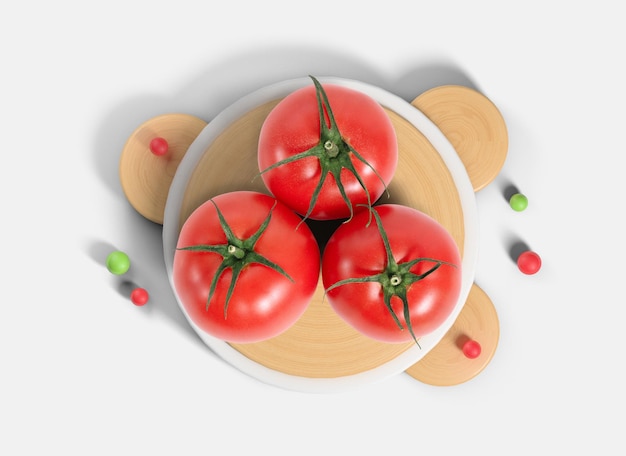 Vista superior de tomates frescos en un plato