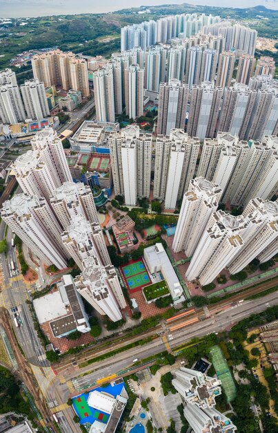 Vista superior de la zona residencial de Hong Kong