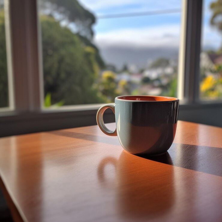 una vista de una taza de café