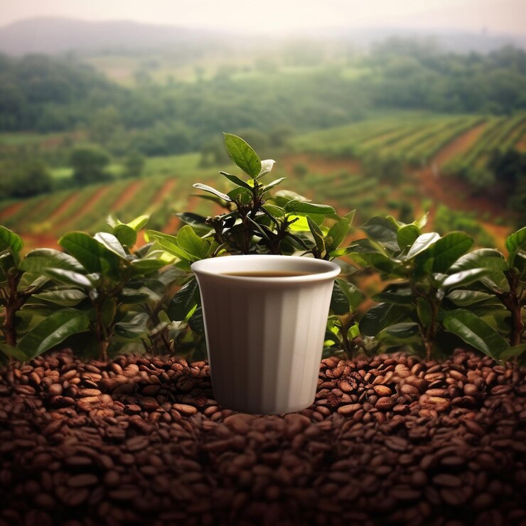 una vista de una taza de café