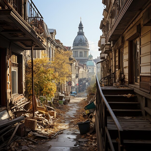 Vista del techo a la ciudad vieja de Lviv