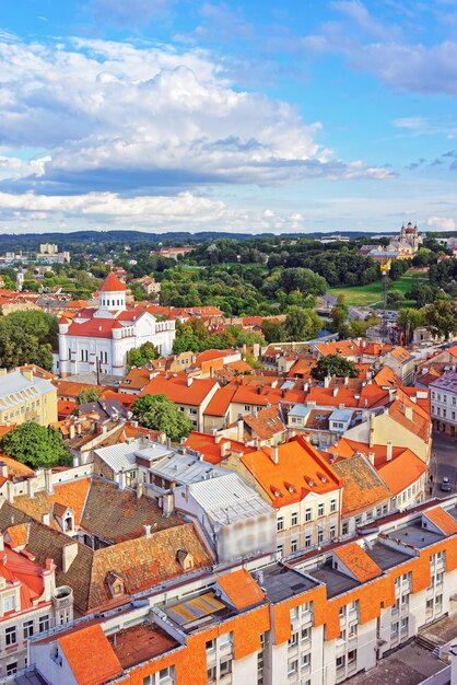 Vista de los tejados de la Catedral de Theotokos y el casco antiguo de Vilnius, Lituania