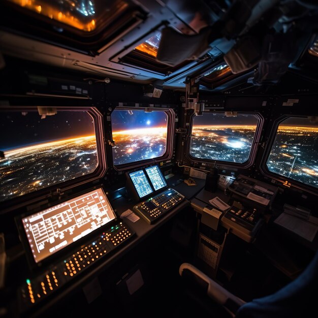 Foto vista de la tierra por los astronautas desde la estación espacial internacional