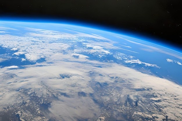 Una vista de la tierra desde el espacio con un fondo azul.