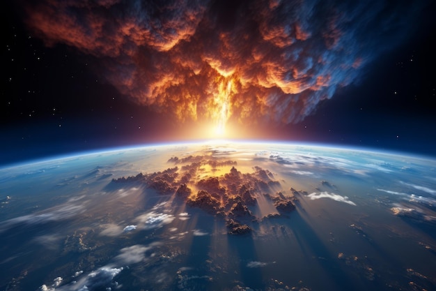 Una vista de la Tierra desde el espacio que muestra una gran tormenta