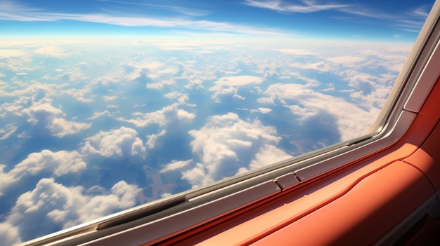 Una vista de la tierra desde la ventana de un avión de pasajeros desde arriba Fondo de pantalla UHD