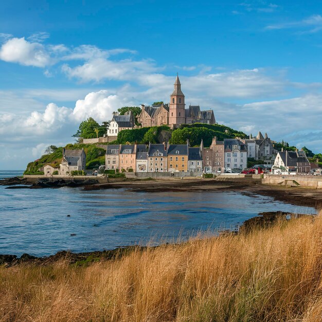 Vista de un típico pueblo de Bretaña en una isla de Bretaña Francia