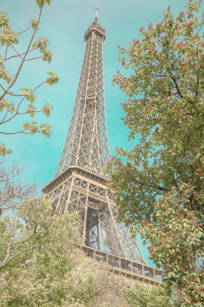 Foto vista de la torre desde un ángulo bajo