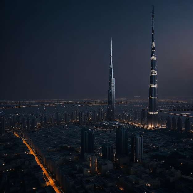Vista a la torre Burj Khalifa y una parte de la ciudad