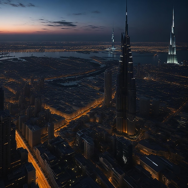 Vista a la torre Burj Khalifa y una parte de la ciudad