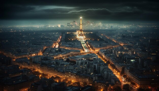 vista de la torre eiffel vista de la ciudad de la Torre eiffel Torre eiffel por la noche IA generativa