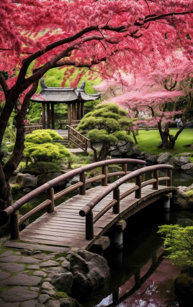 Vista tranquila del jardín japonés