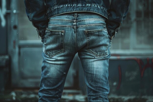 vista traseira de um jovem de calça jeans