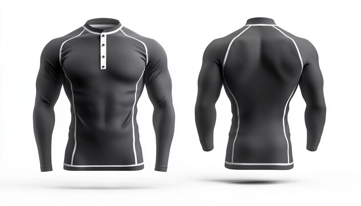 una vista trasera de una camiseta deportiva negra con el logotipo en la parte posterior