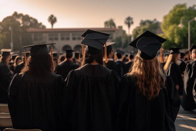 Vista trasera de los graduados durante el comienzo