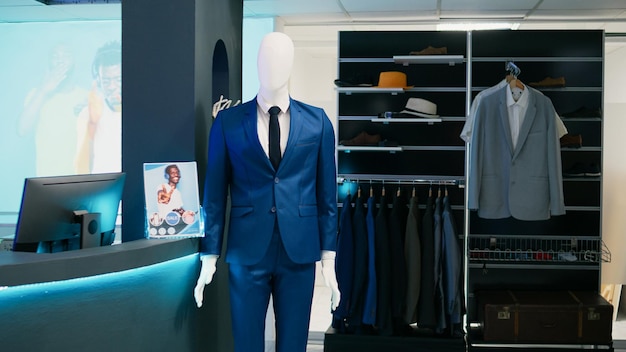 Foto vista trasera de un hombre de negocios de pie en la tienda