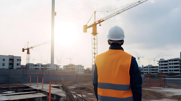 Vista trasera de la ingeniería mirando el sitio de construcción