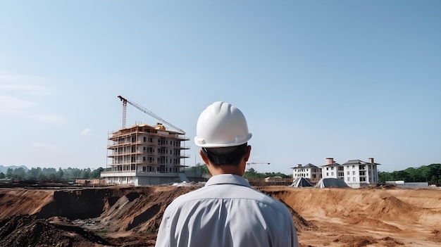 Vista trasera de la ingeniería mirando el sitio de construcción