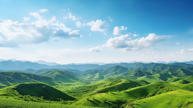 Una vista de un valle con montañas al fondo