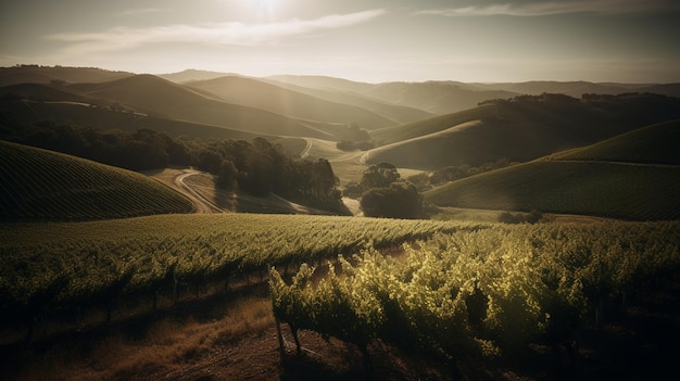 Una vista del valle de napa desde la bodega.