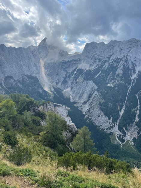 Vista del valle verde de los Alpes eslovenos en el camino a Mala Mojstrovka