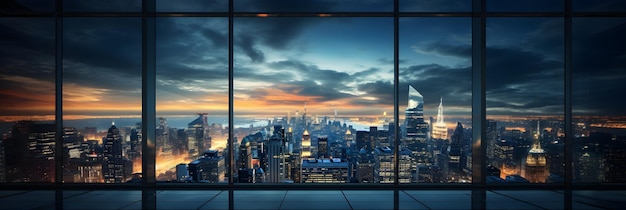 una vista de ventana de una ciudad de noche Vista de ventana desde una ventana de metal