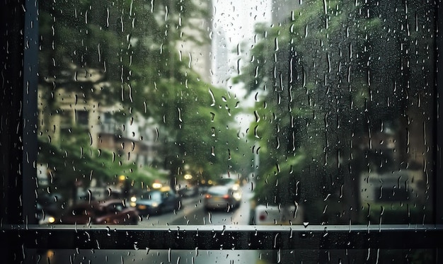 Vista de ventana de lluvia Creada utilizando herramientas de IA generativas