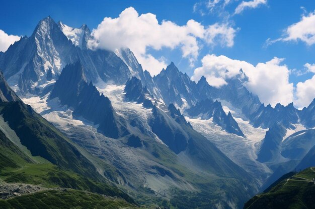 Vista vertical de los Alpes franceses en verano