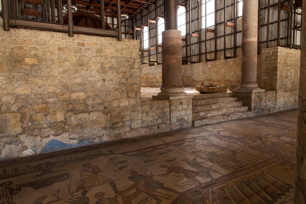 Vista de la Villa Romana del Casale, villa romana grande y elaborada designada como Patrimonio de la Humanidad por la UNESCO