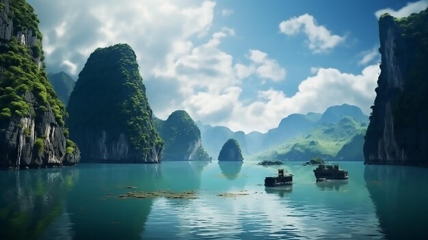 Vistas aéreas de la bahía de Halong Vietnam