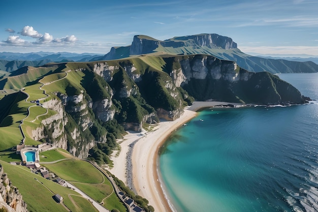 Vistas aéreas fotografía con drones naturaleza de la imagen generada por Ai