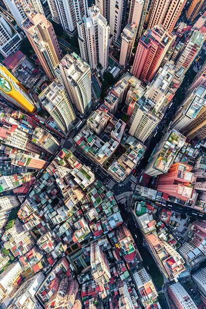 Foto vistas aéreas de paisajes urbanos transformados en patrones abstractos