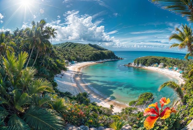 Con vistas al mar desde las colinas de una isla tropical