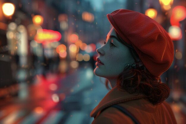 Foto las vistas de la ciudad en una boina elegante