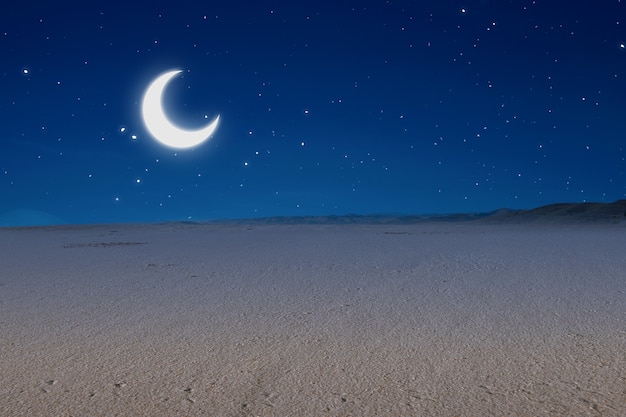 Vistas da duna de areia com a cena noturna de fundo