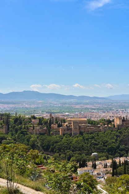 Vistas da paisagem em torno da alhambra de granada.