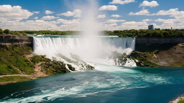 Foto vistas de niagara fall em um dia de verão do lado canadense