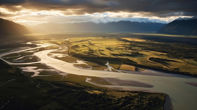 Vistas deslumbrantes das montanhas e do conduto gerado por IA