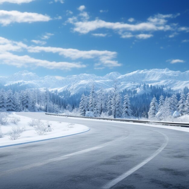 Vistas nevadas a lo largo de la carretera