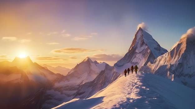 Las vistas tranquilas y las cumbres impresionantes de la exploración de la Cumbre del Everest superan los obstáculos IA generativa