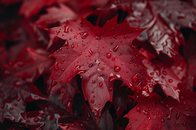 Un vistazo de cerca a los arces de color rojo profundo