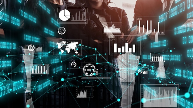 Visual imaginativo de hombres de negocios y personal de empresas financieras