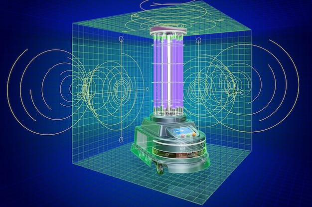 Visualisierung 3D-CAD-Modell des UVDesinfection Robot Blueprint 3D-Rendering