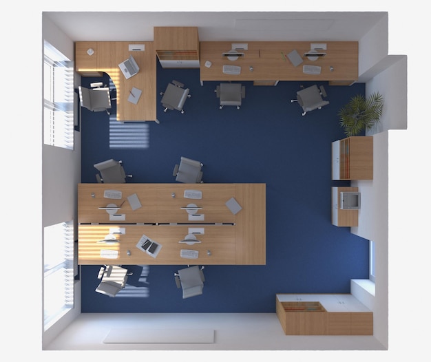 Visualisierung von Büroräumen 3D-Darstellung