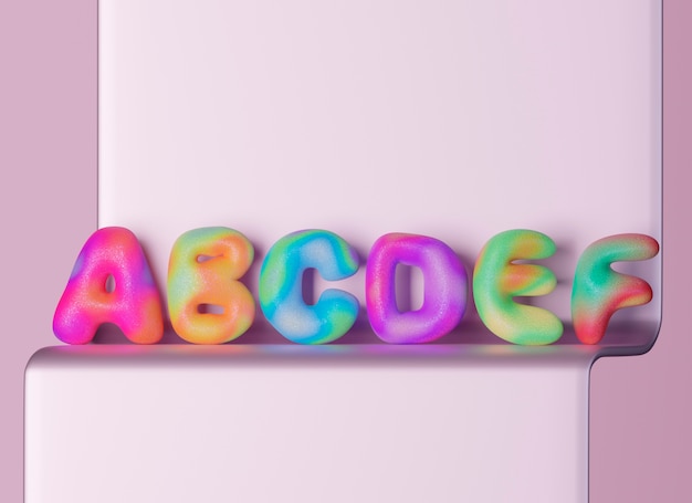 visualização 3D das letras do alfabeto